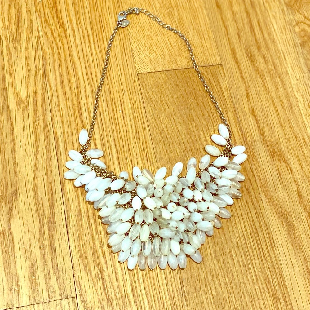 Beautiful White Bead Statement Necklace!